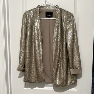 Sam Edelman Gold Champagne Sequin Blazer Sz Small! Great for holiday parties!